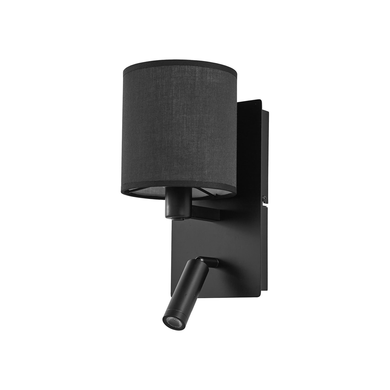 Montert Vegglampe Aiden tekstil svart med LED-leselys dimbar E14 i stue