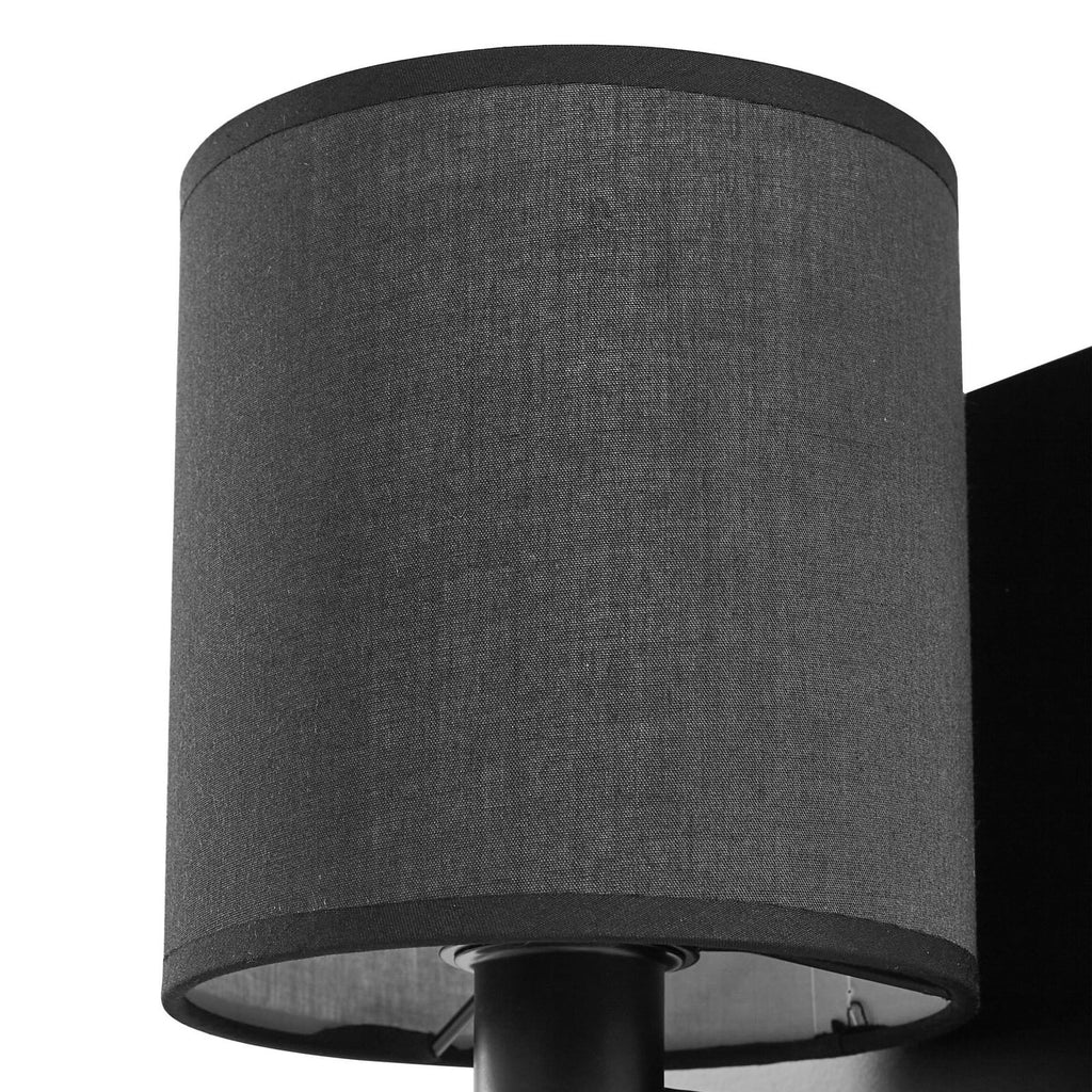 Vegglampe Aiden tekstil svart med LED-leselys dimbar E14 sett fra siden