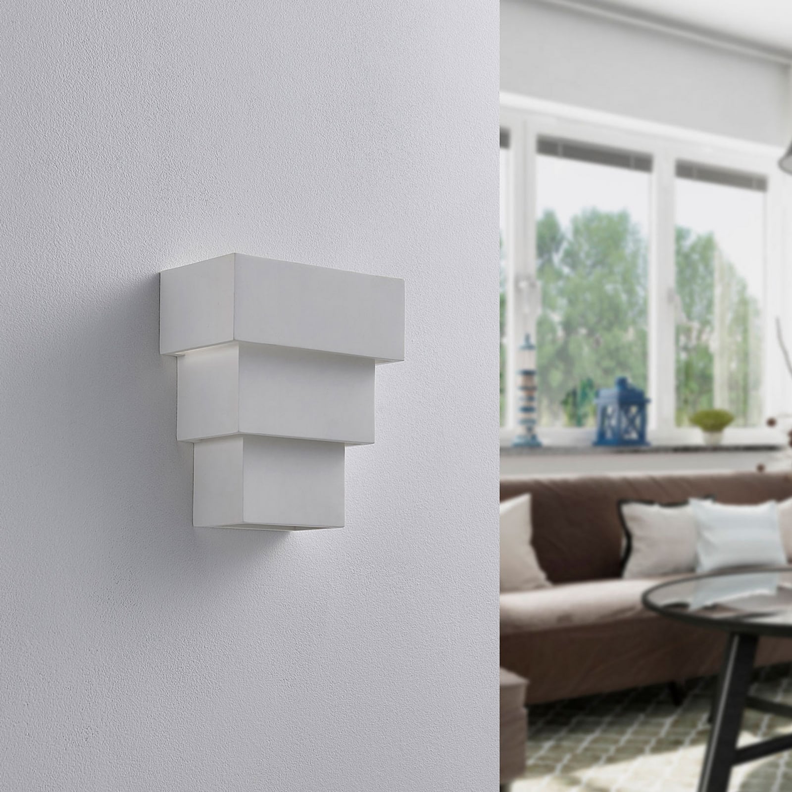 Vegglampe Antonella gips hvit malbar G9 21 cm bakside