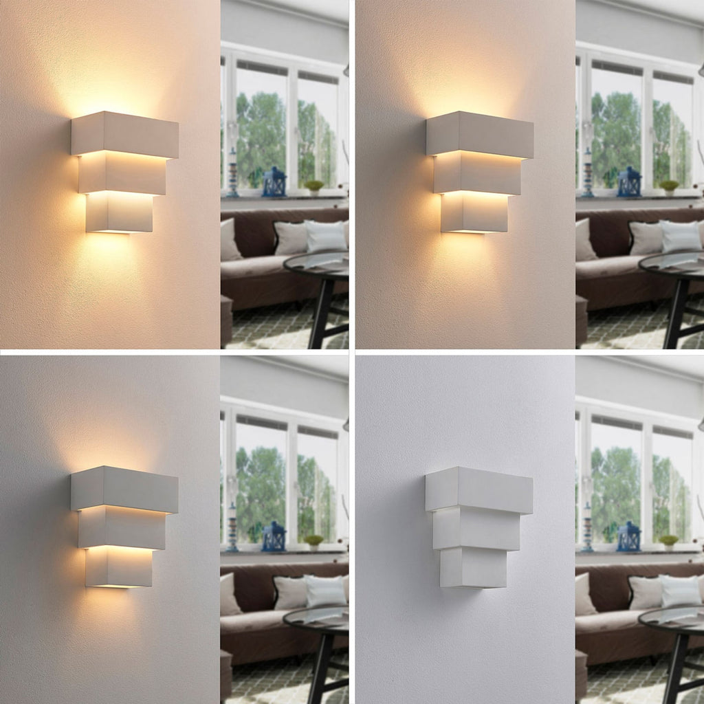 Montert Vegglampe Antonella gips hvit malbar G9 21 cm i rom
