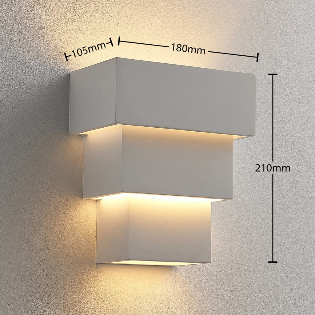 Nærbilde av overflate på Vegglampe Antonella gips hvit malbar G9 21 cm