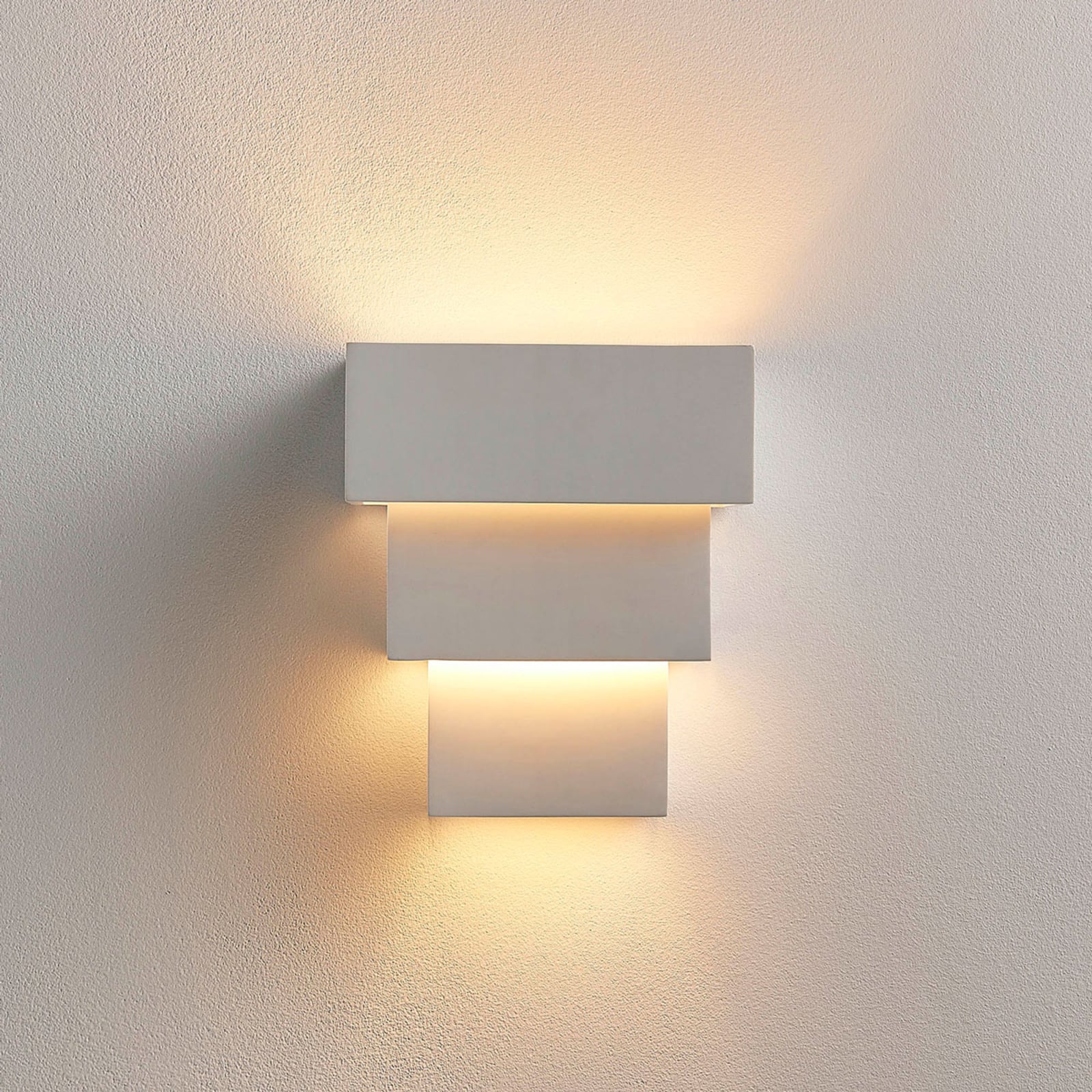 Vegglampe Antonella gips hvit malbar G9 21 cm sett fra siden