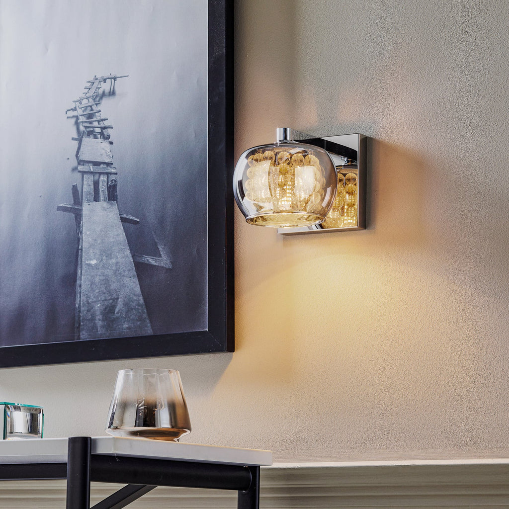 Bakside av Vegglampe Arian glass med krystaller krom