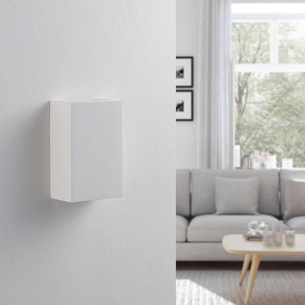 Vegglampe Colja kantet gips hvit G9 dimbar bakside