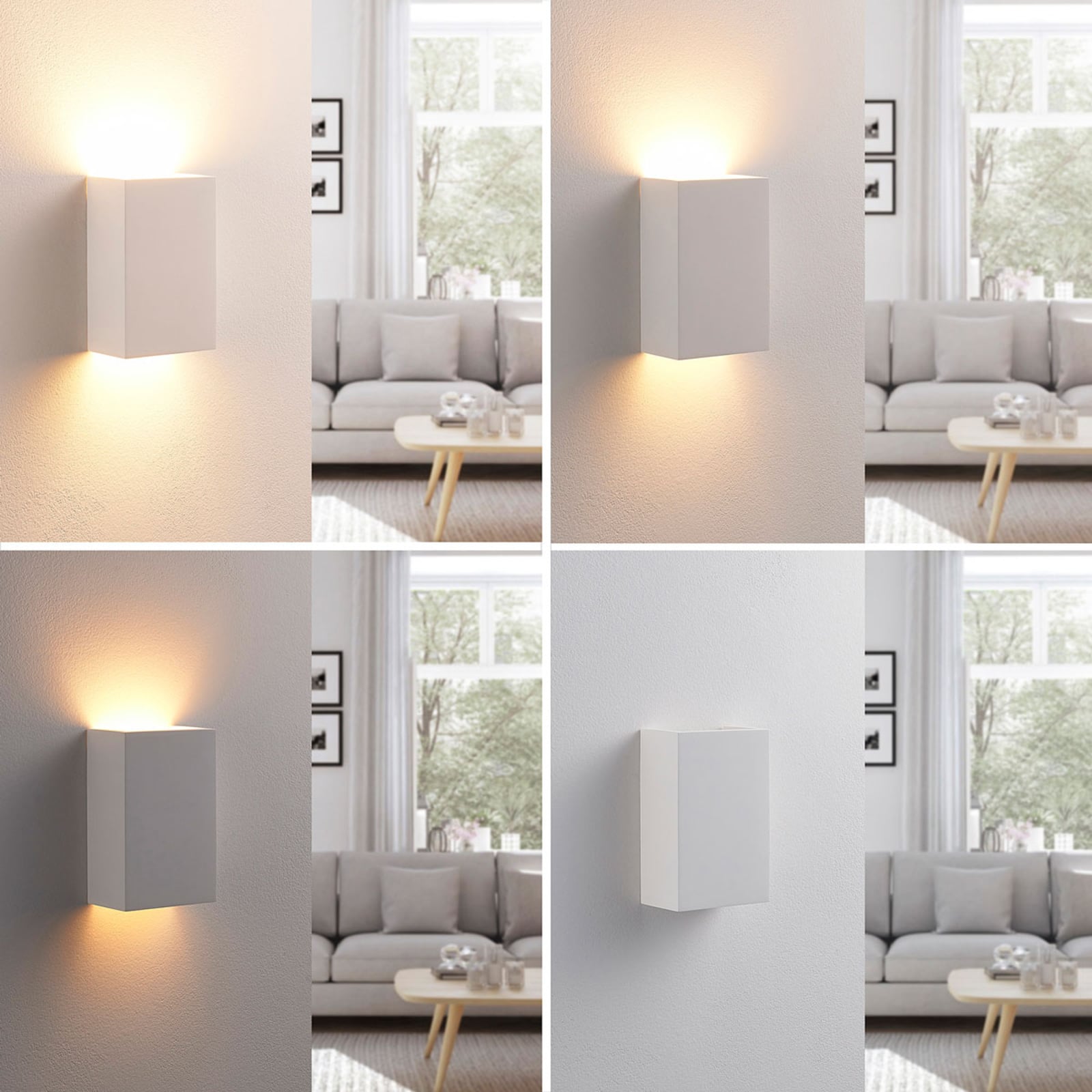 Vegglampe Colja kantet gips hvit G9 dimbar montert på vegg