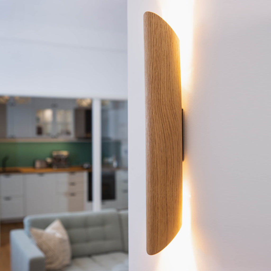 Vegglampe Colombia eik opp/ned GU10 dimbar 38 cm bakside