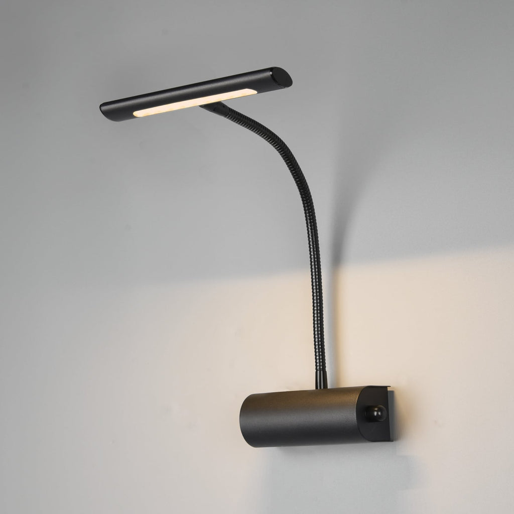 Vegglampe Curtis med fleksarm dimbar svart matt 4W forfra