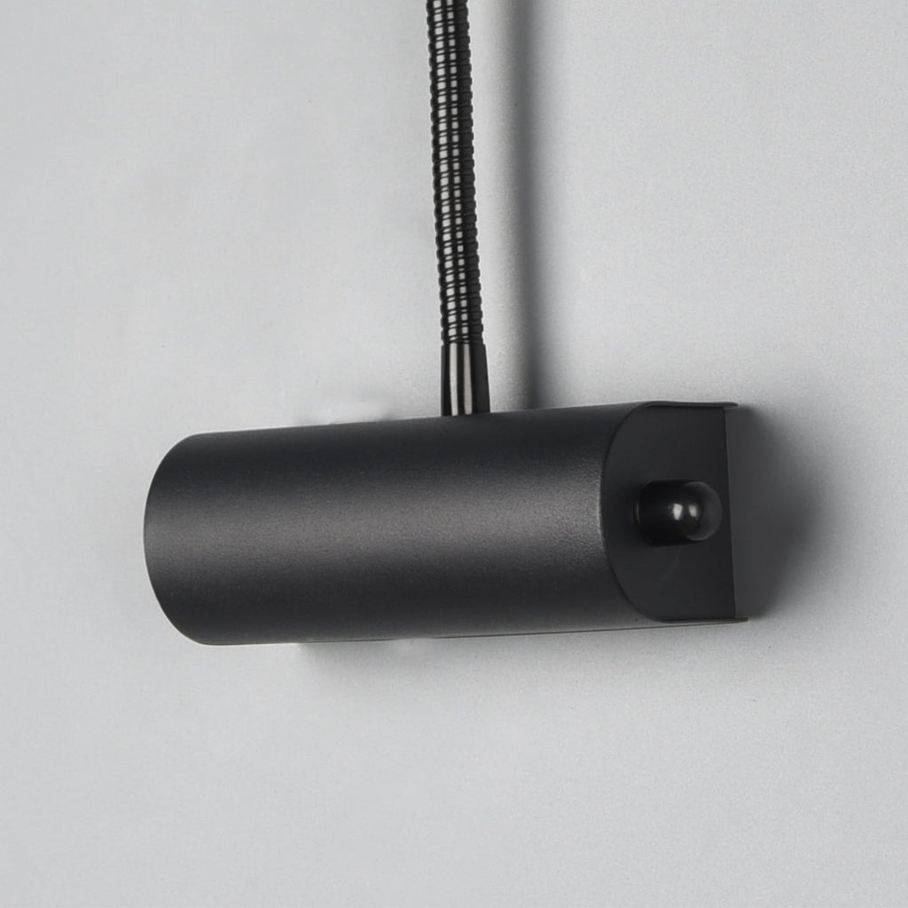 Vegglampe Curtis med fleksarm dimbar svart matt 4W montert på vegg