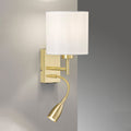 Vegglampe Dreamer med LED-lesearm messing og chintz hvit forfra