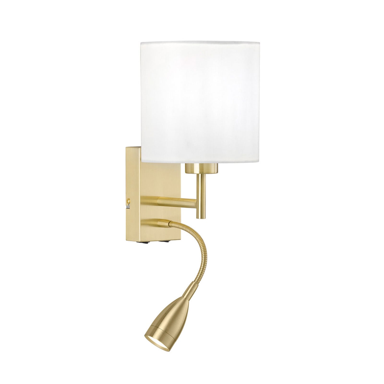 Bakside av Vegglampe Dreamer med LED-lesearm messing/chintz hvit