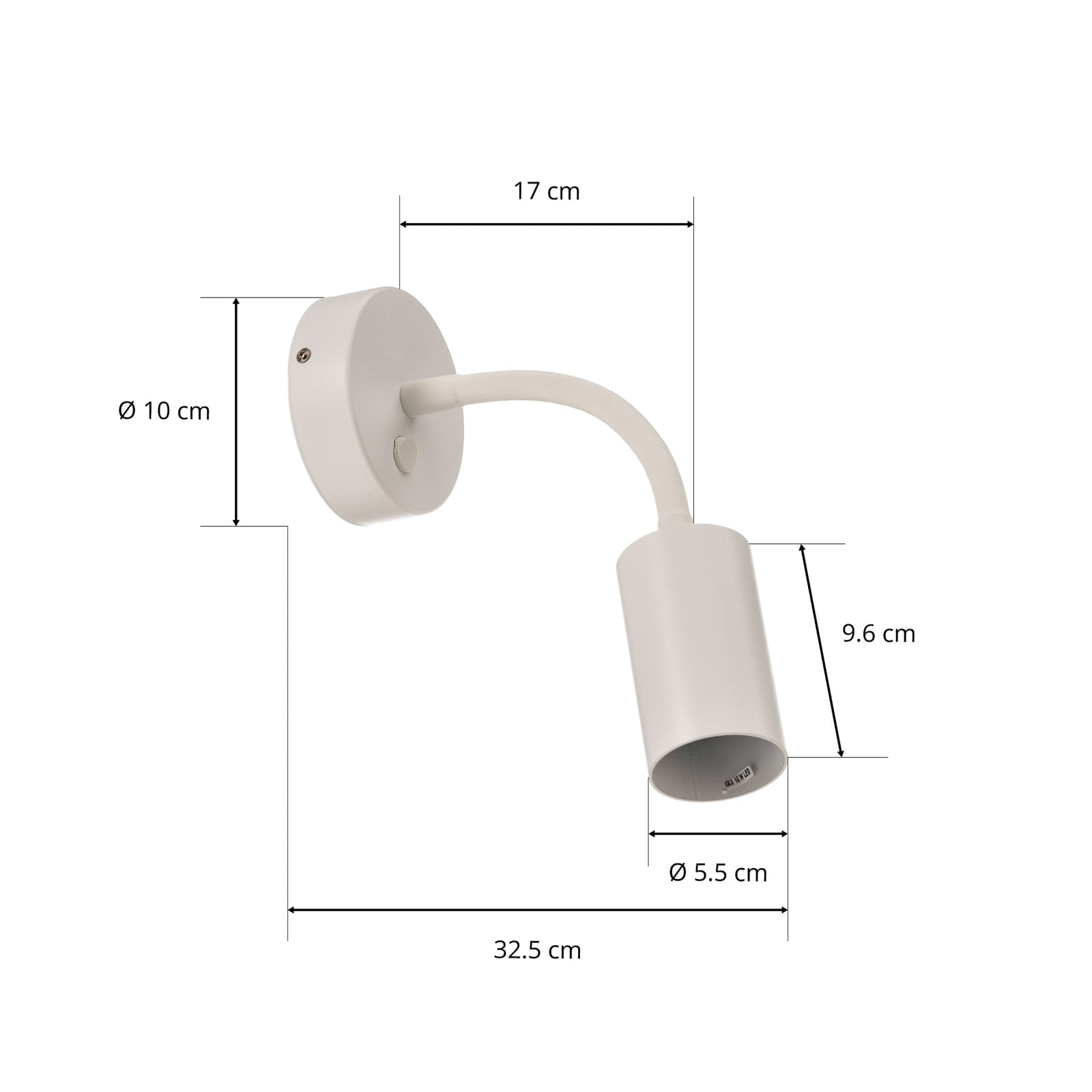 Vegglampe Eye Flex S hvit stål med GU10 sokkel