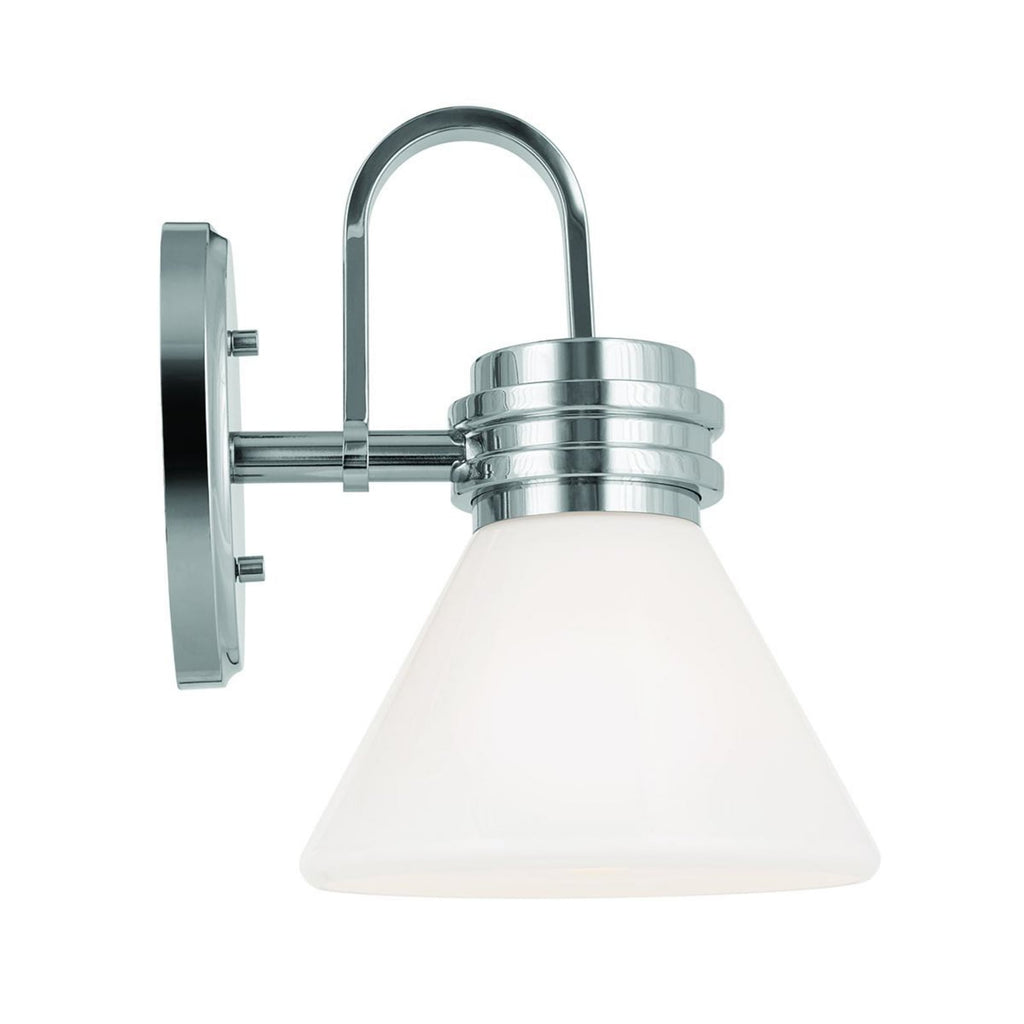 Vegglampe Farum 1 krom opalglass med dimbar LED-lyskilde