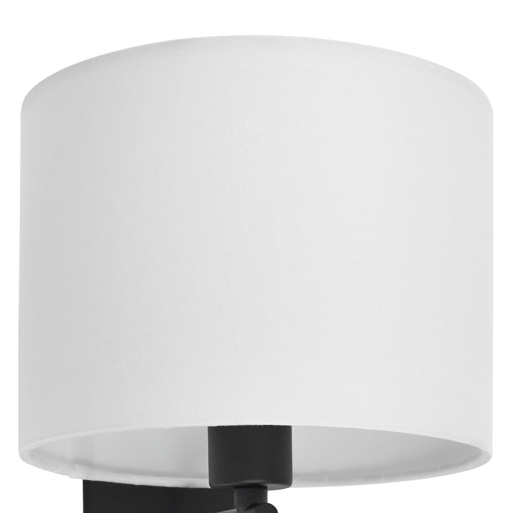Oversikt over Vegglampe Florens med leselys tekstil svart/hvit E14 i rom