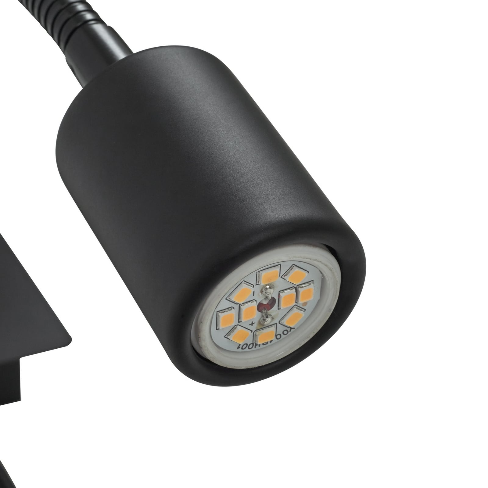 Vegglampe Florens med leselys tekstil svart/hvit E14 med slått på lys