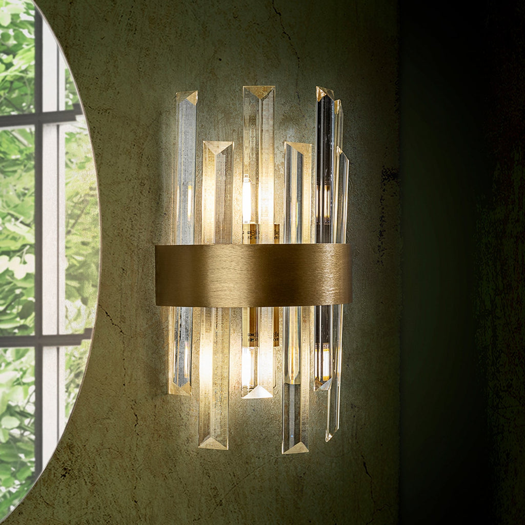 Vegglampe Grace 2-lys glass gullfarget G9 Schuller Valencia forfra