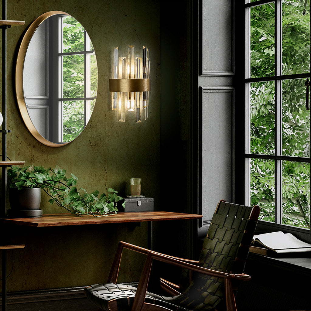 Baksiden av Vegglampe Grace 2-lys glass gullfarget G9 Schuller Valencia