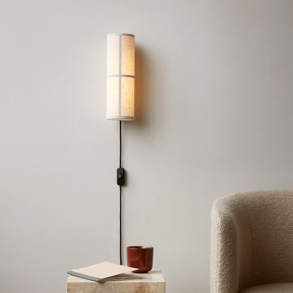 Vegglampe Hashira LED lin med støpsel 30 cm natur bakside