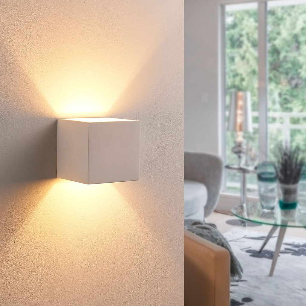 Vegglampe Kay gips hvit dimbar 11,5 cm bakside