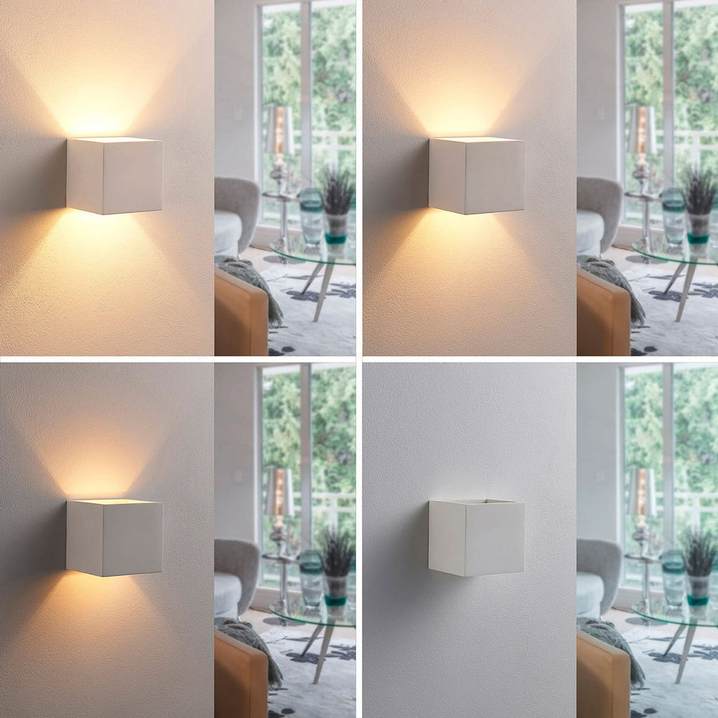 Vegglampe Kay gips hvit dimbar 11,5 cm lysdetalj