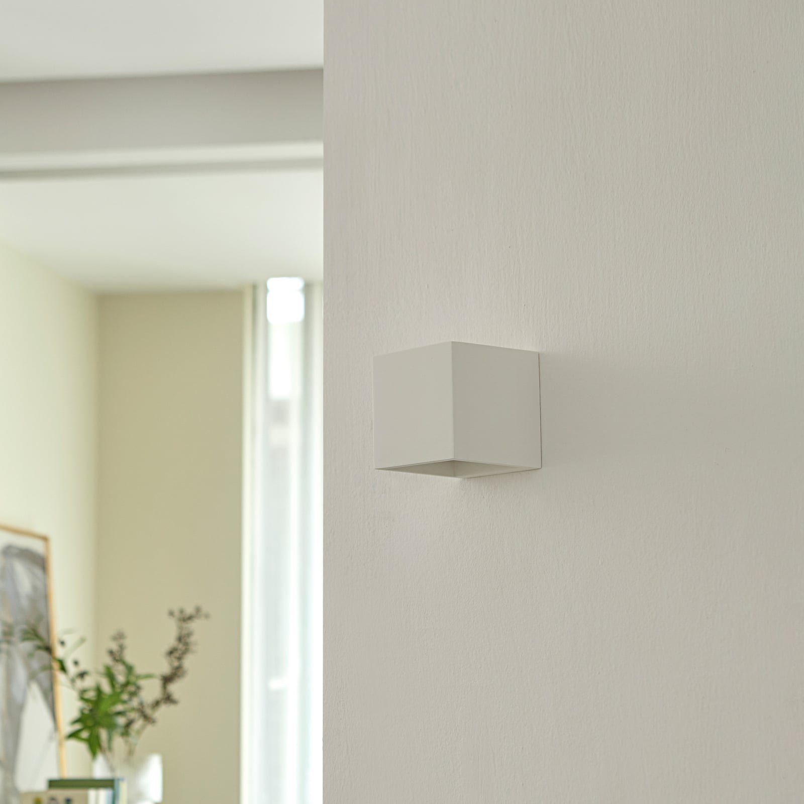 Vegglampe Kay gips hvit opp og ned dimbar 11,5 cm G9 bakside
