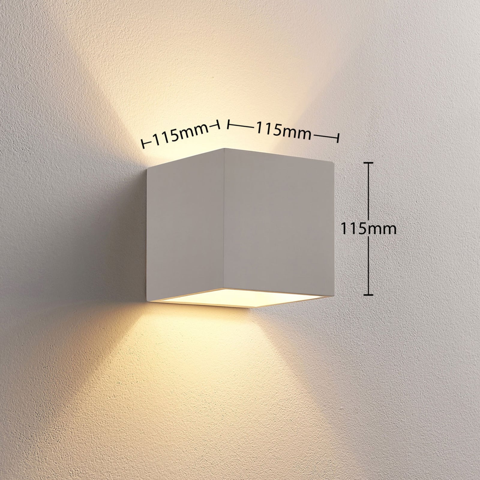 Nærbilde av Vegglampe Kay gips hvit opp og ned dimbar 11,5 cm G9