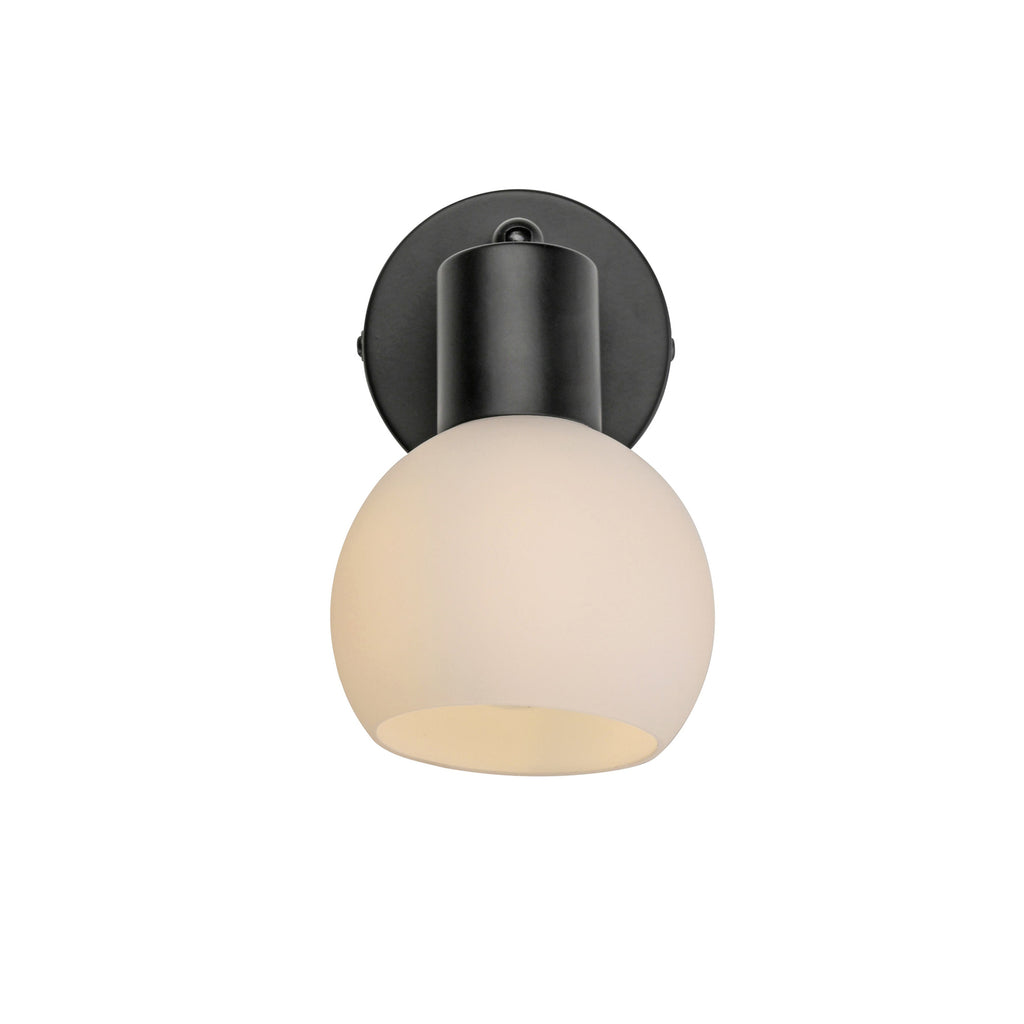 Vegglampe Loki svart jern og satinert glass justert lampehode