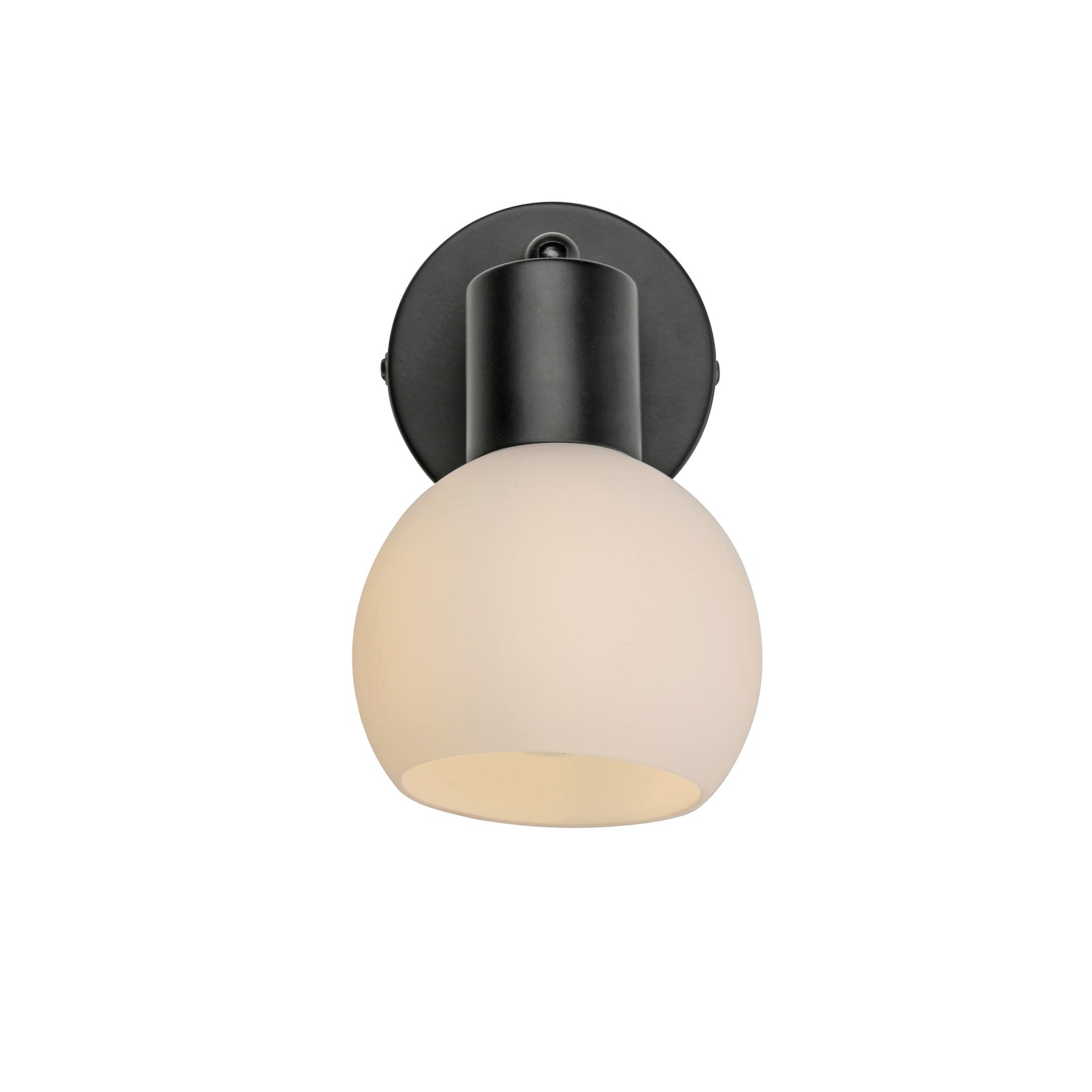 Vegglampe Loki svart jern og satinert glass justert lampehode