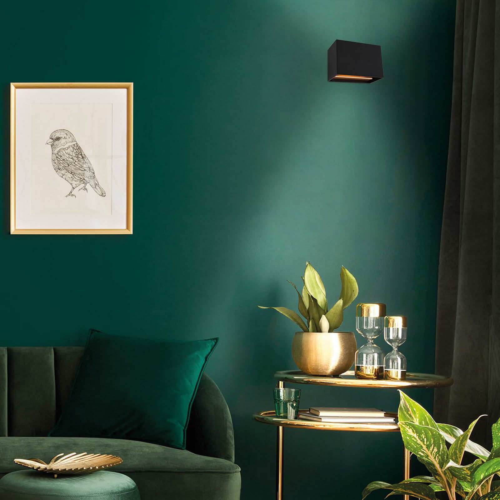 Sideprofil av Vegglampe Muro 3365 svart firkantet G9 dimbar