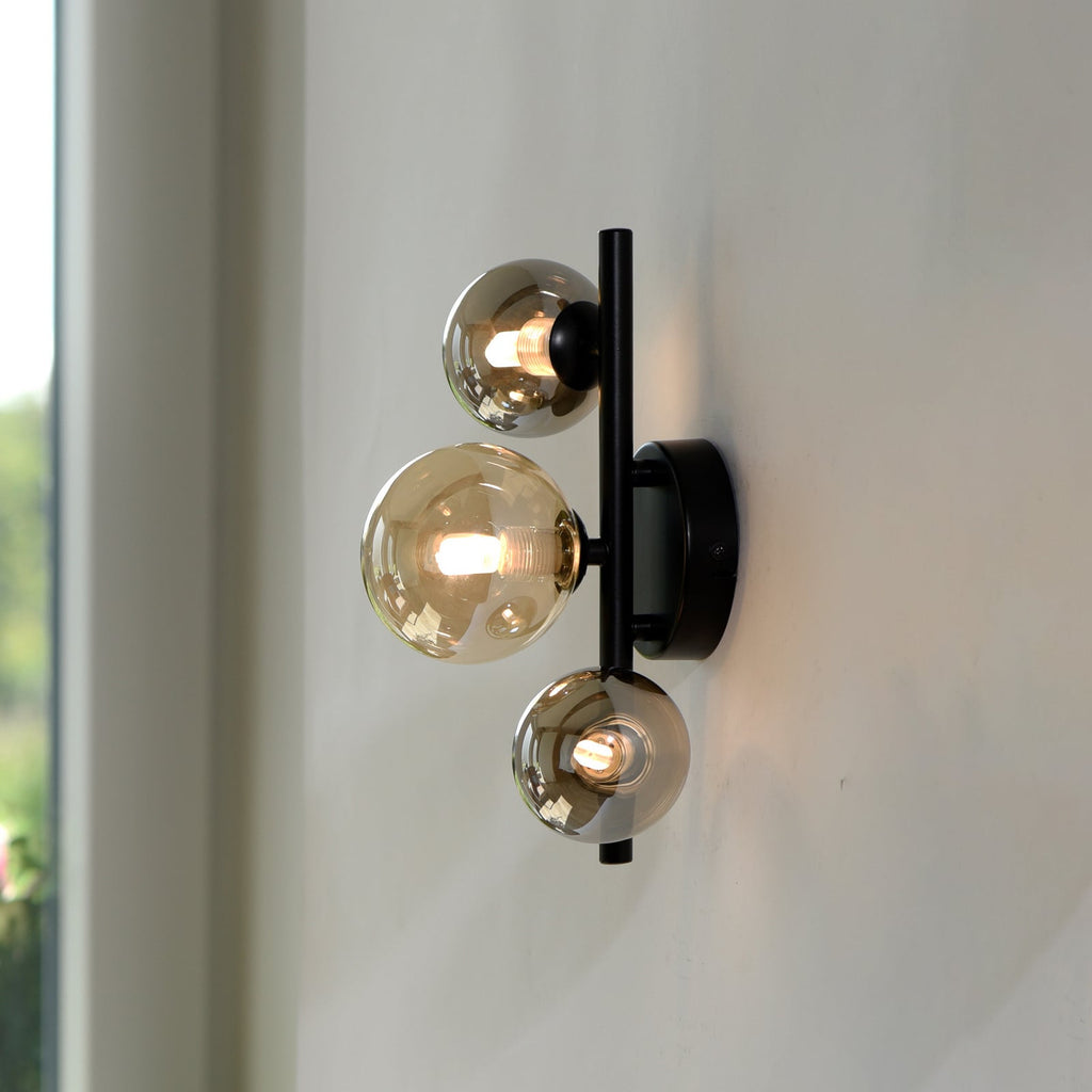 Vegglampe Popsicle 3-lys glass ravfarget/røykgrå G9 forfra