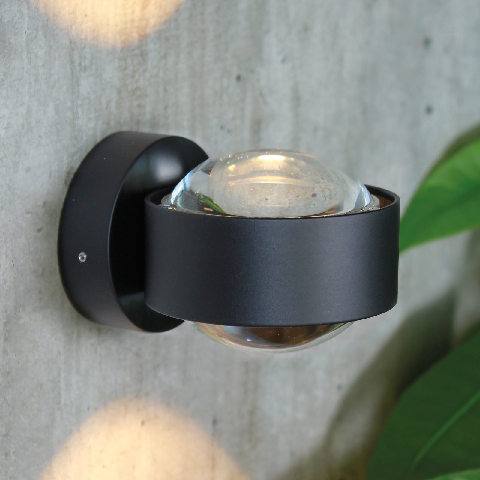 Vegglampe Puk Mini Wall LED 2x8W klar linse svart matt forfra