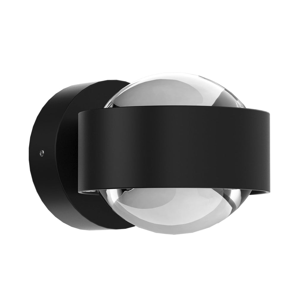 Detalj av klar linse på Vegglampe Puk Mini Wall LED 2x8W svart matt