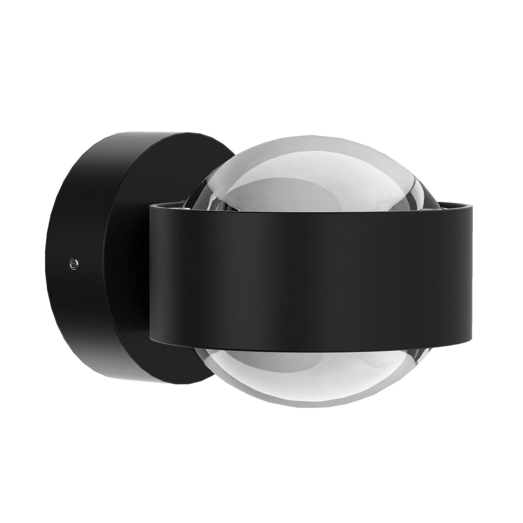 Vegglampe Puk Mini Wall LED 2x8W klar linse svart matt montert på vegg