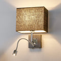 Vegglampe Rebekka tekstil svart med LED-lesearm dimbar E27 forfra