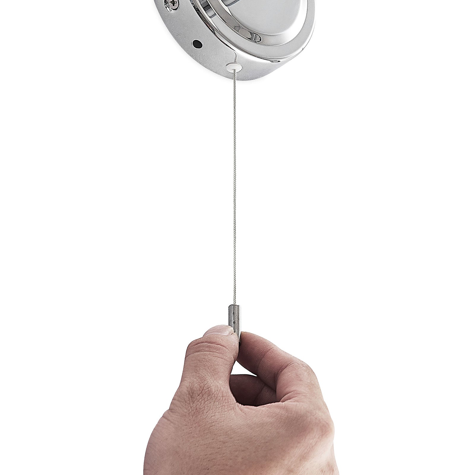 Vegglampe Remilan krom GU10 med bryter IP44 med lys på