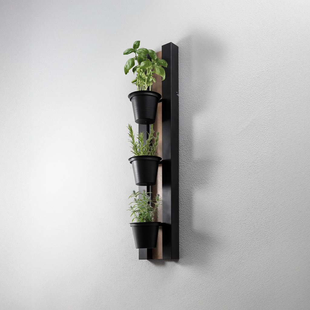 Vegglampe Shelf med hyller svart/tre 90 cm bakside