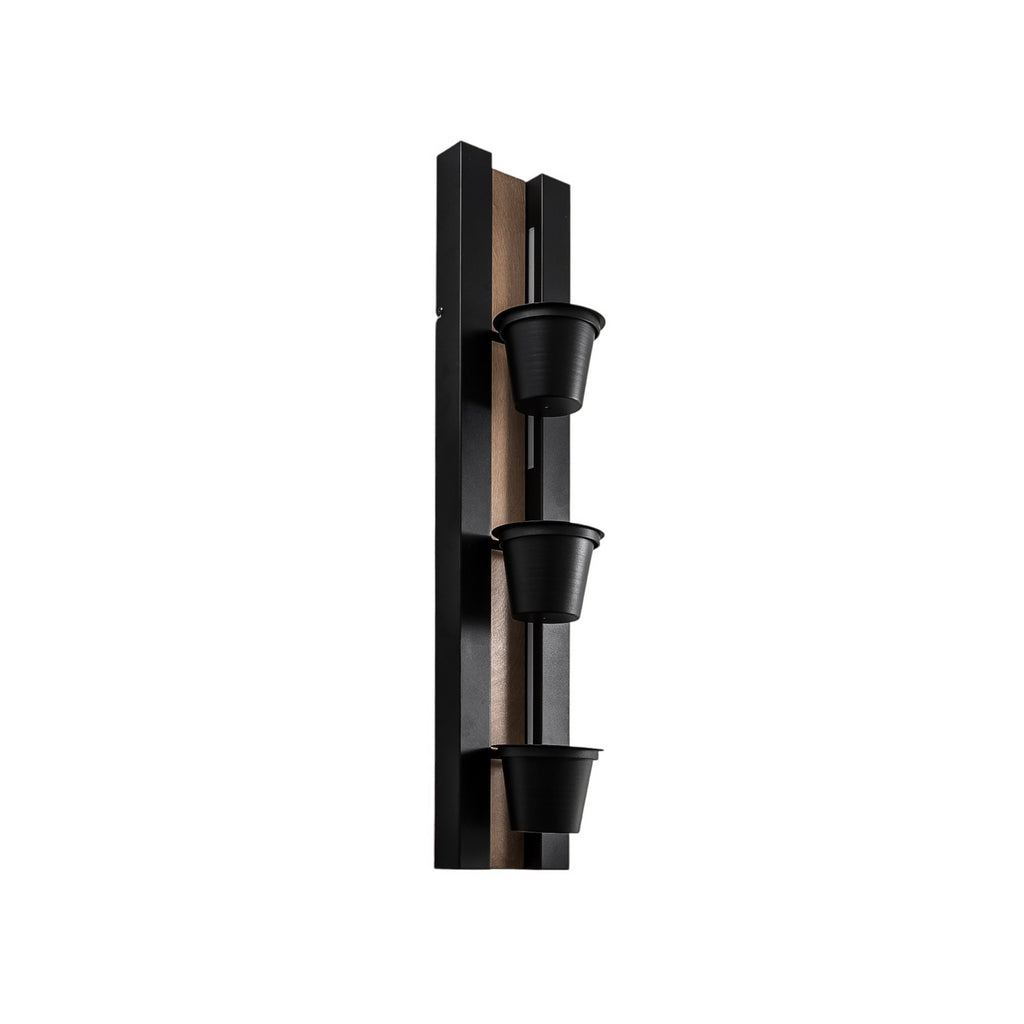 Vegglampe Shelf med hyller svart/tre 90 cm montert på vegg