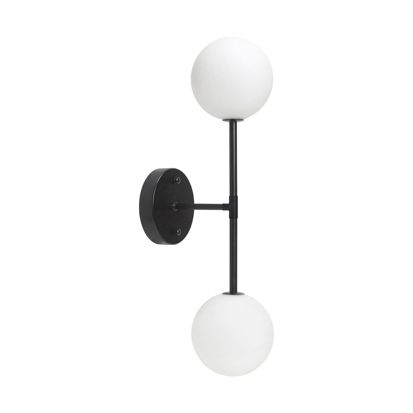 Vegglampe Sigma 2-lys opalglass svart forfra