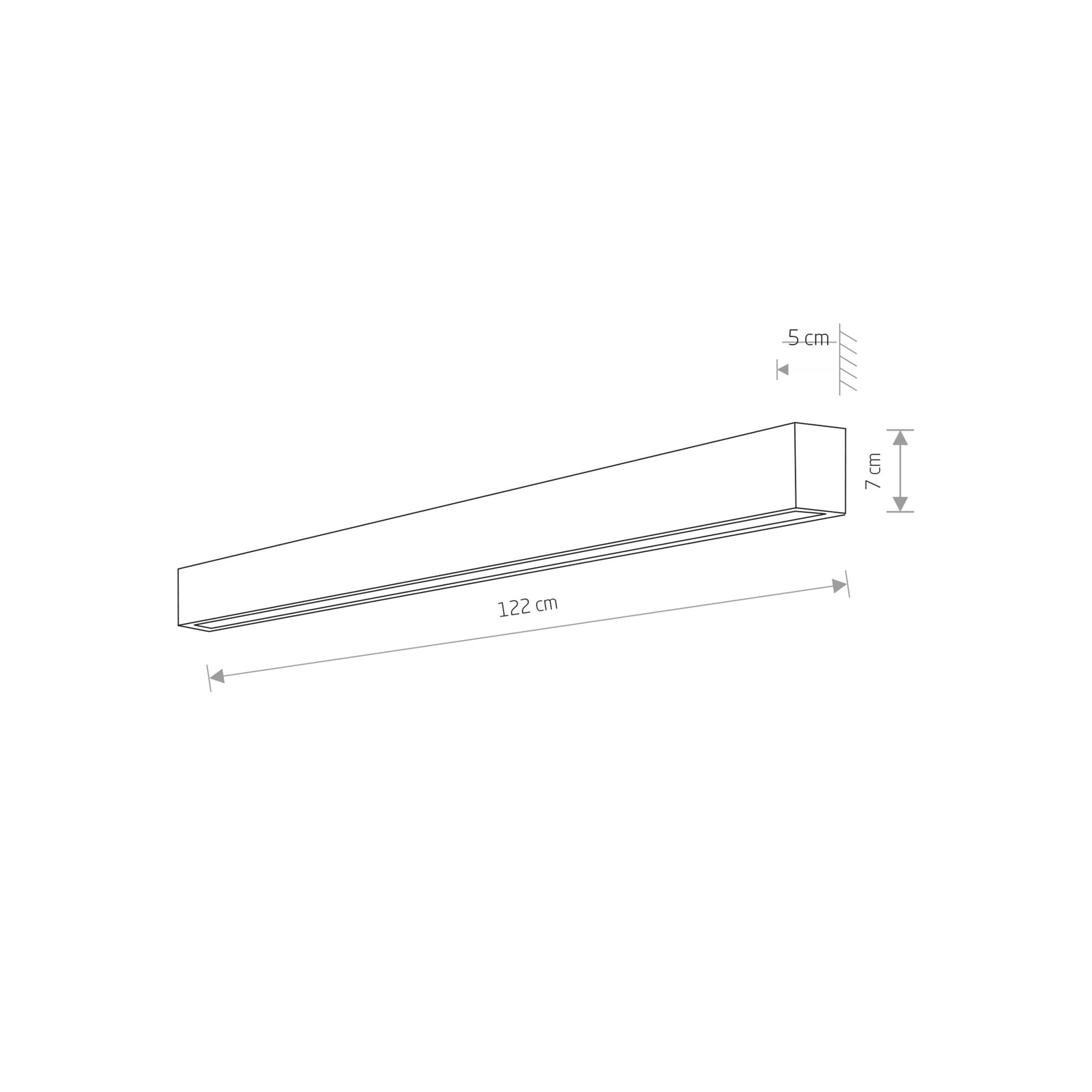 Vegglampe Straight L hvit 122 cm bakside