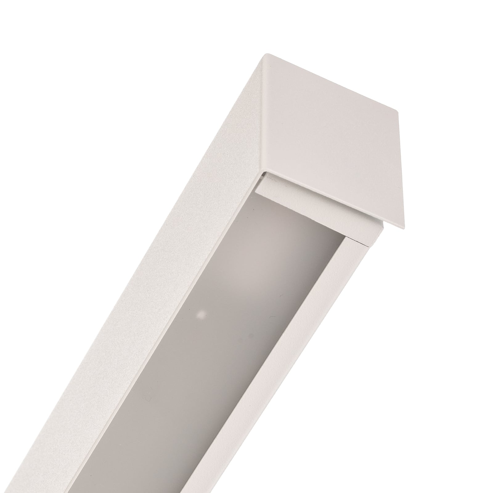 Nærbilde av lyskilde i Vegglampe Straight L hvit 122 cm