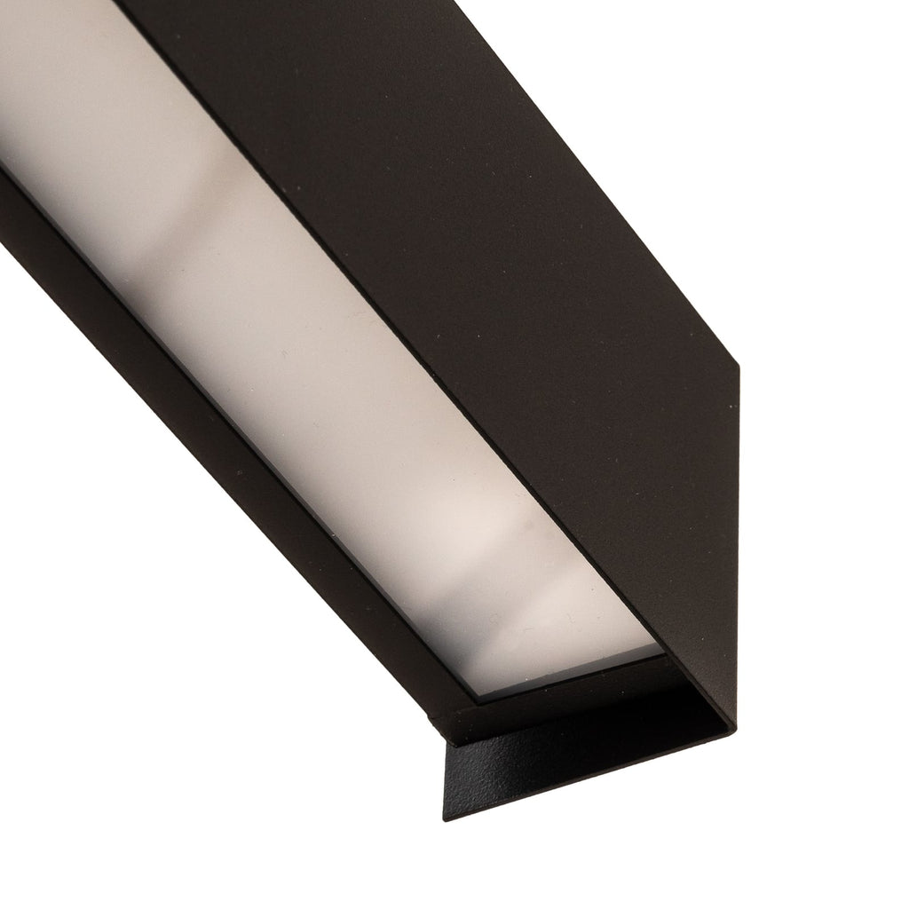 Vegglampe Straight L svart stål sideprofil