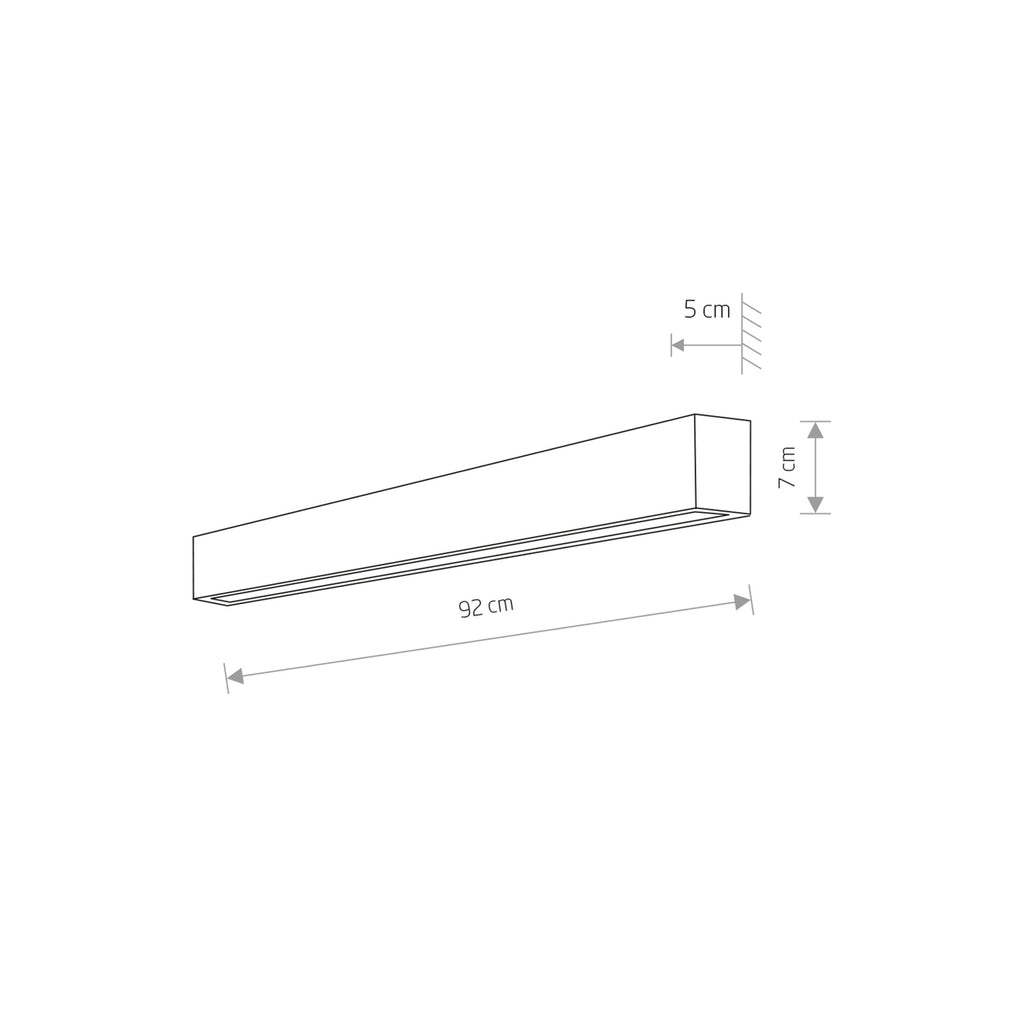 Vegglampe Straight M grafitt monteringsdetalj