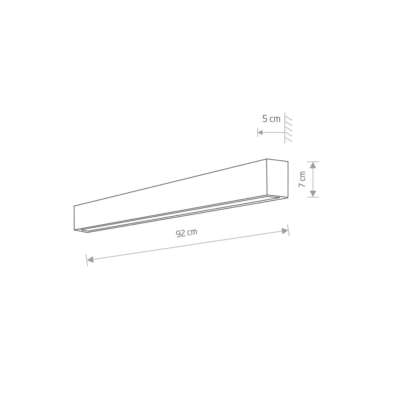 Vegglampe Straight M grafitt monteringsdetalj