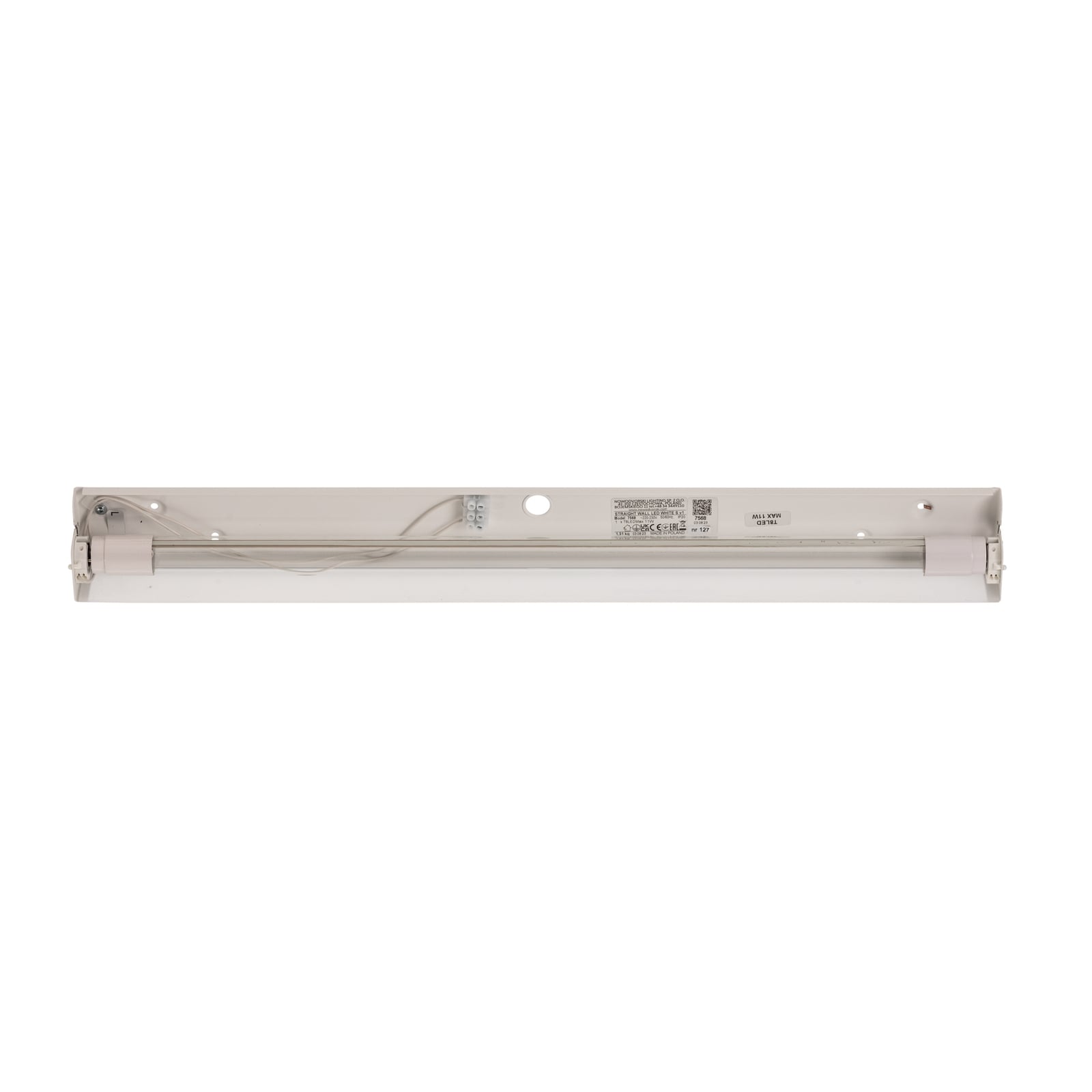 Sidevisning av vegglampe Straight S LED 62 cm hvit