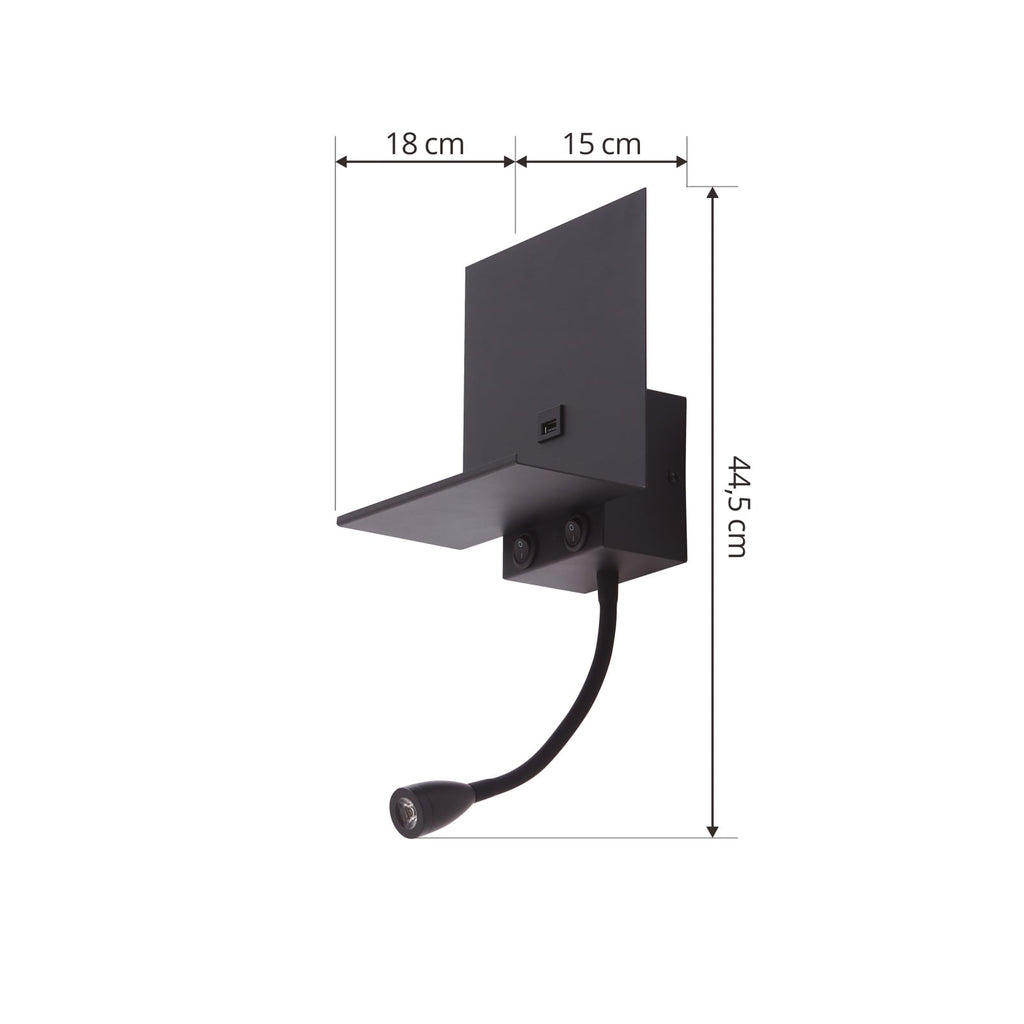 Detalj av LED-leselampe på Vegglampe Thorid svart