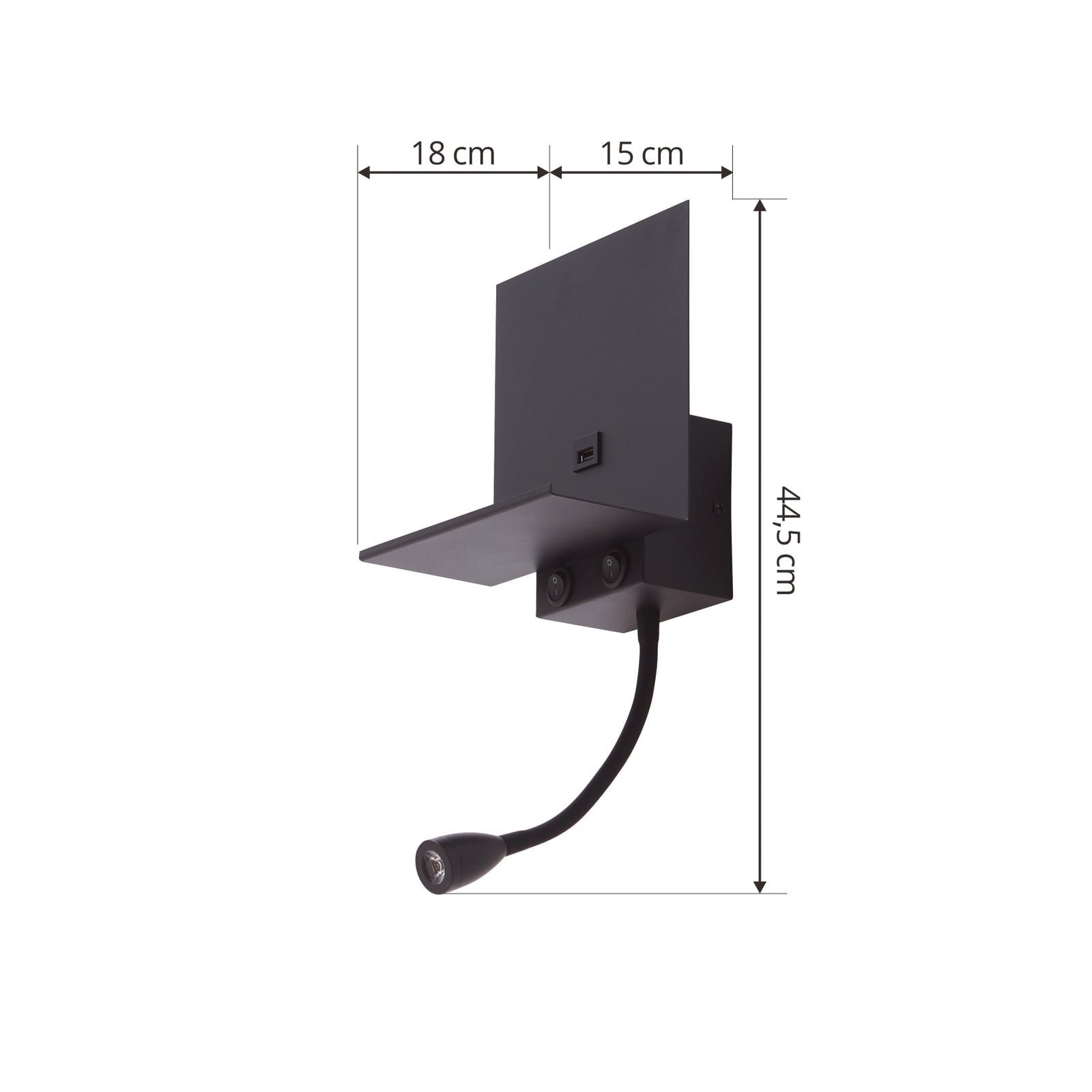 Detalj av LED-leselampe på Vegglampe Thorid svart