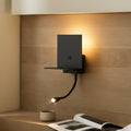 Vegglampe Thorid svart med USB og LED-leselampe G9 forfra