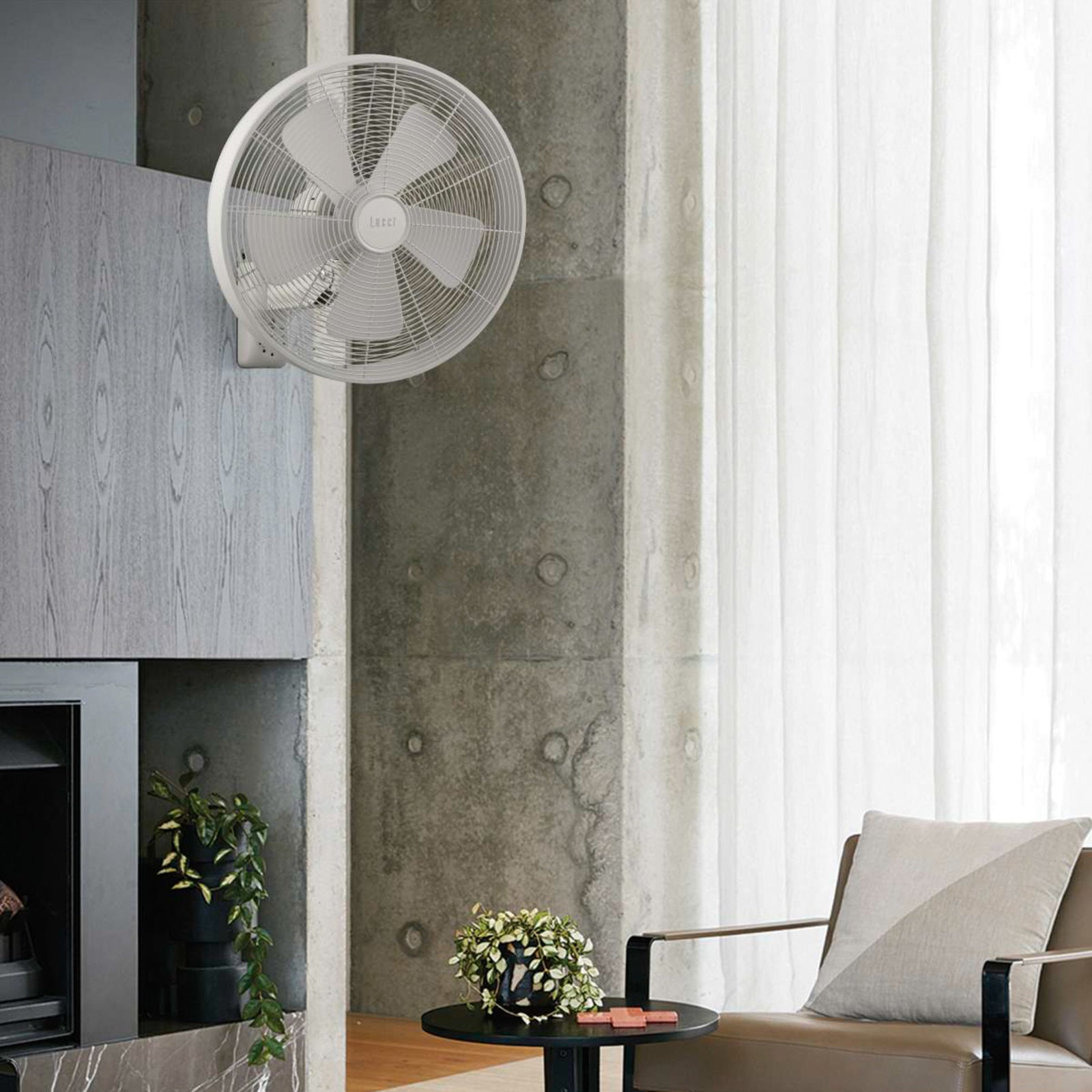 Veggvifte Breeze hvit Ø41 cm med fjernkontroll bakside med veggfeste