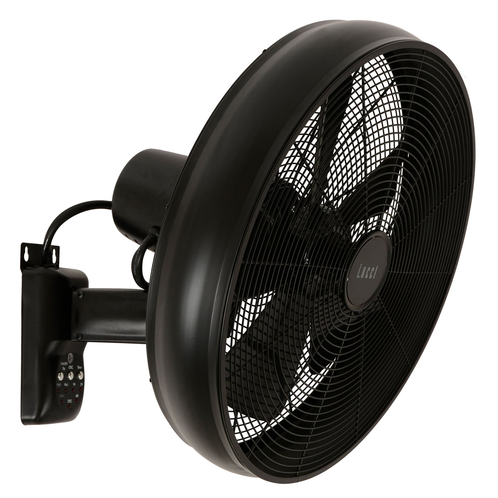 Veggvifte Breeze svart Ø41 cm med fjernkontroll forfra