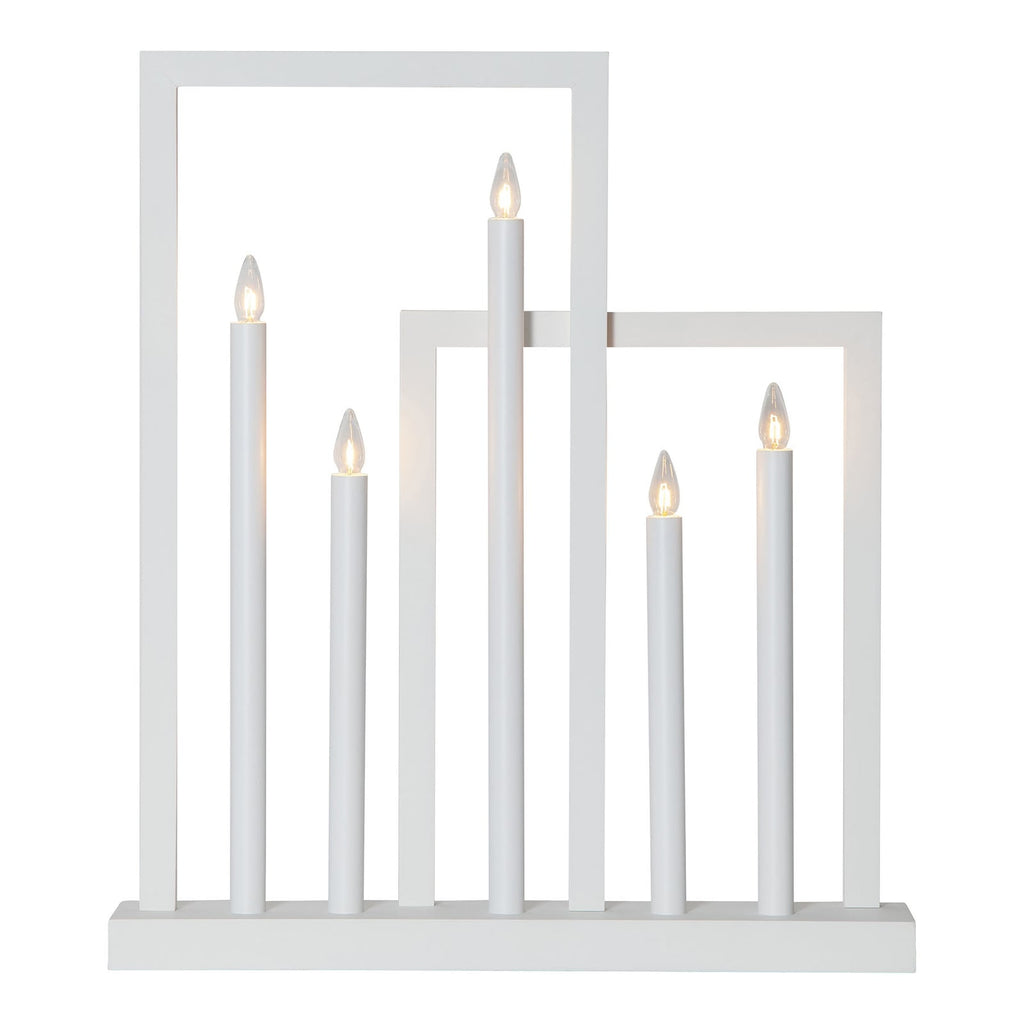 Vinduslysestake Frame 5-lys tre hvit 45x51 cm forfra