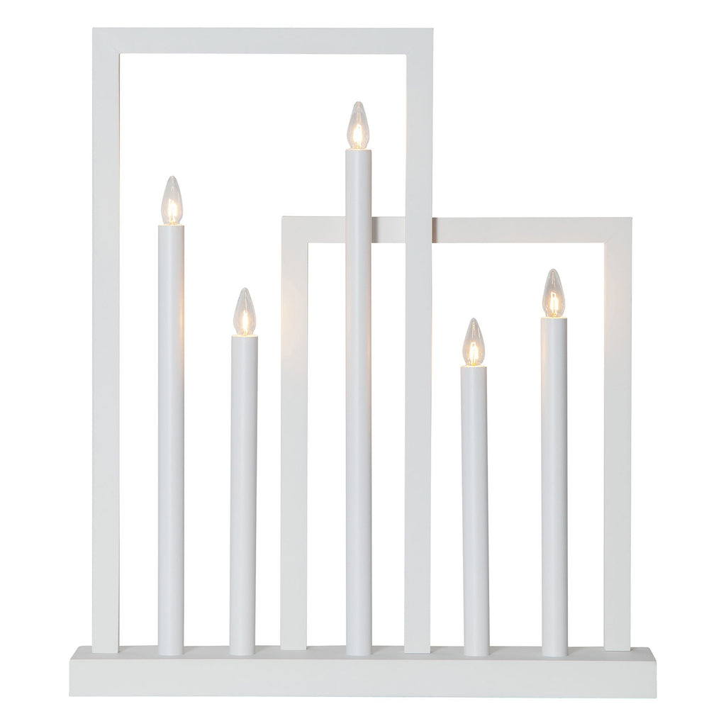 Vinduslysestake Frame 5-lys tre hvit 45x51 cm detalj av lys